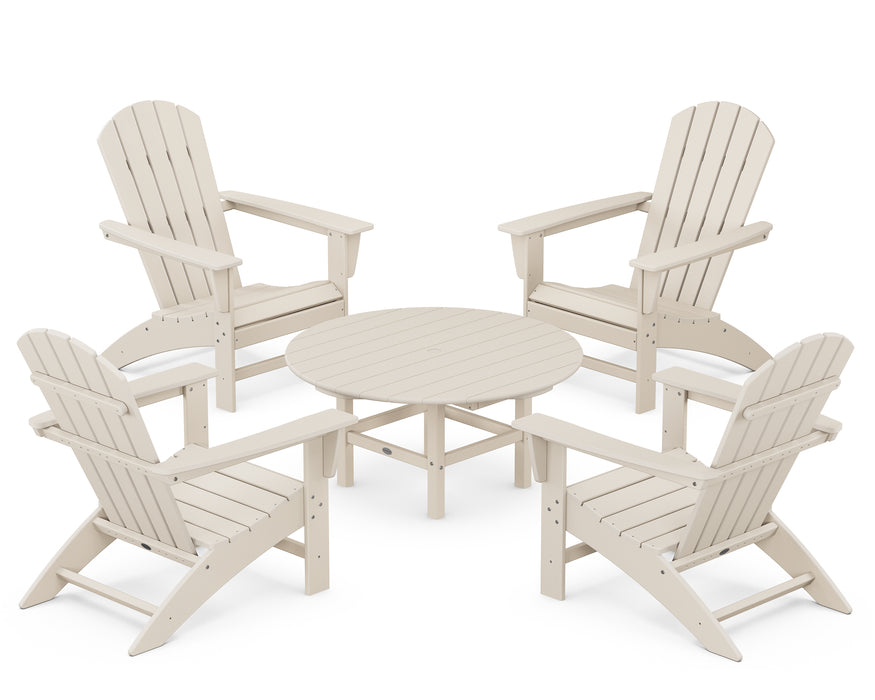 POLYWOOD Nautical 5-Piece Adirondack Chair Conversation Set in Sand image