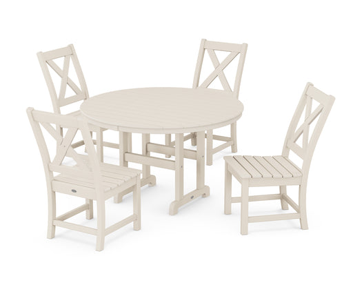 POLYWOOD Braxton Side Chair 5-Piece Round Dining Set in Sand image