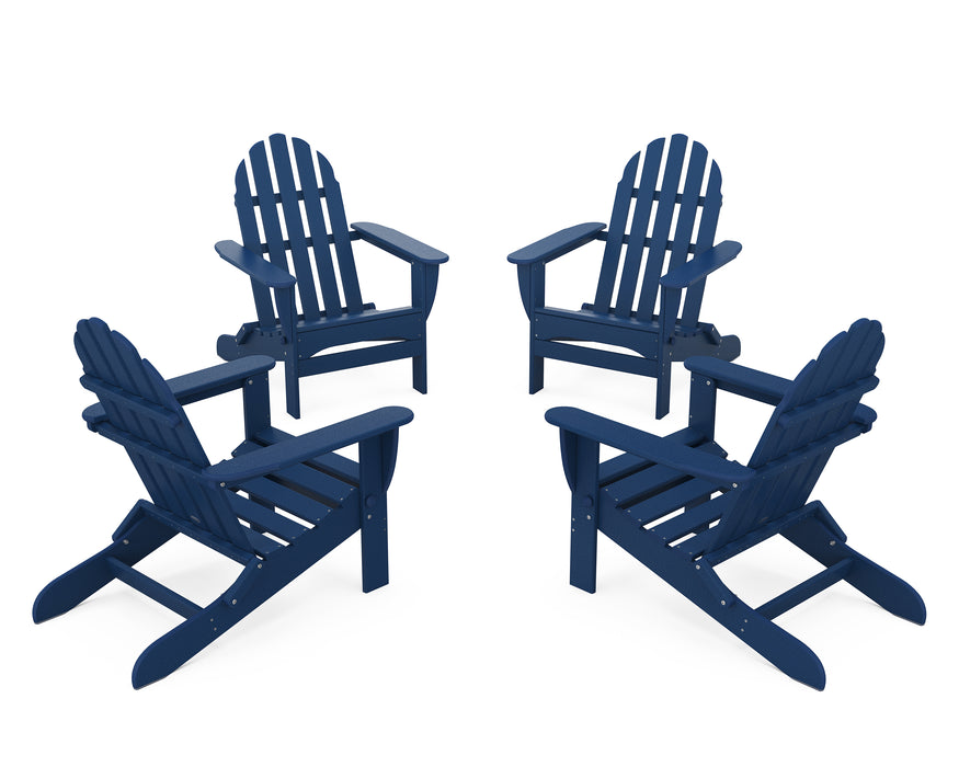 POLYWOOD 4-Piece Classic Folding Adirondack Conversation Set in Navy