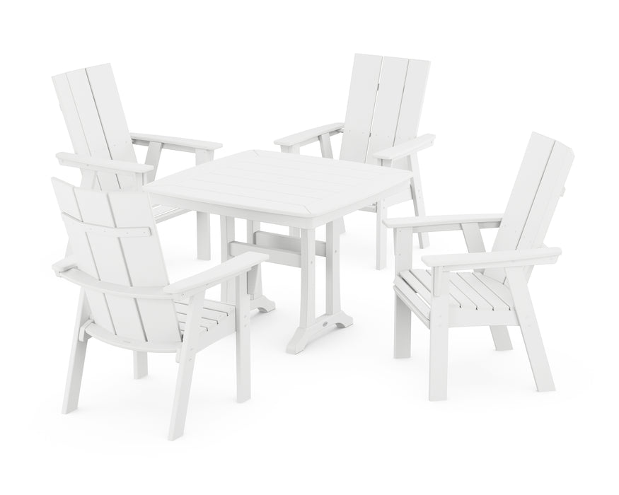 POLYWOOD Modern Adirondack 5-Piece Dining Set with Trestle Legs in White