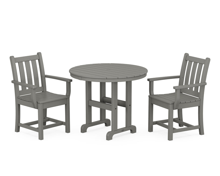 POLYWOOD Traditional Garden 3-Piece Round Dining Set in Slate Grey