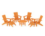POLYWOOD Modern Curveback Adirondack Chair 9-Piece Conversation Set in Tangerine image