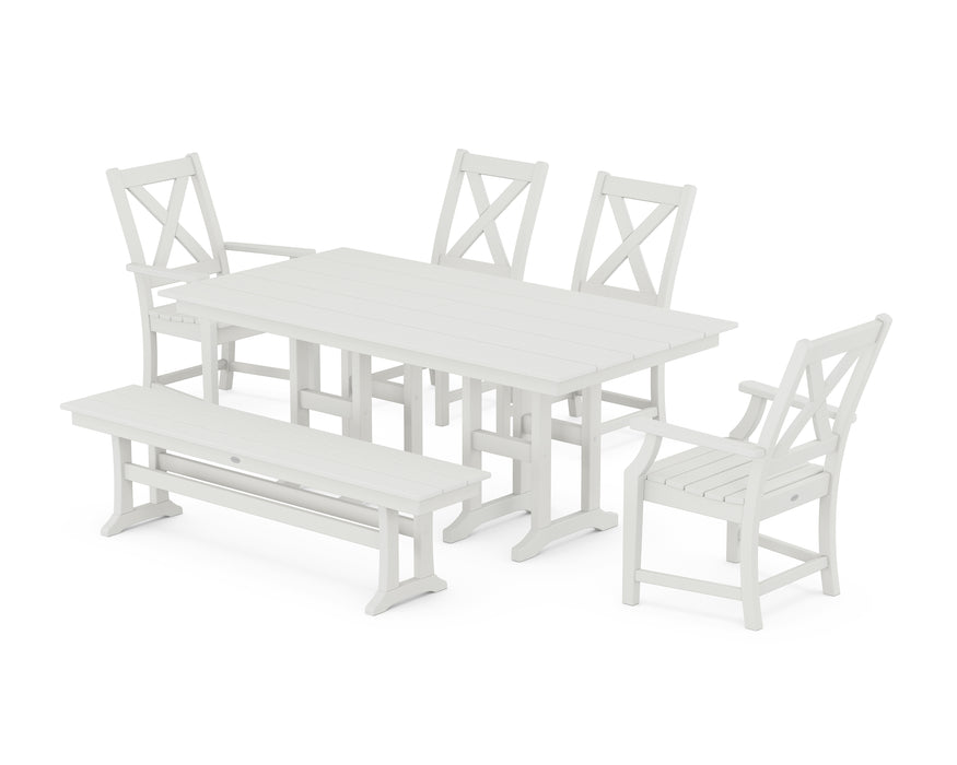 POLYWOOD Braxton 6-Piece Farmhouse Dining Set in Vintage White