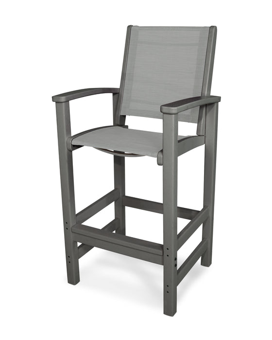 POLYWOOD Coastal Bar Chair in Slate Grey / Metallic Sling image