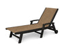 POLYWOOD Coastal Chaise with Wheels in Black / Burlap Sling image