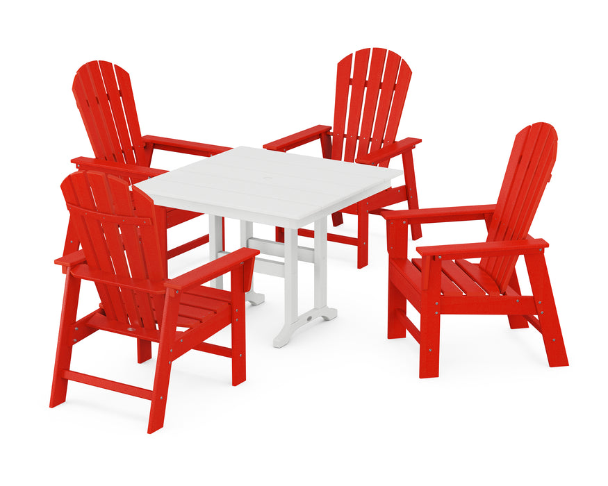 POLYWOOD South Beach 5-Piece Farmhouse Dining Set in Sunset Red image