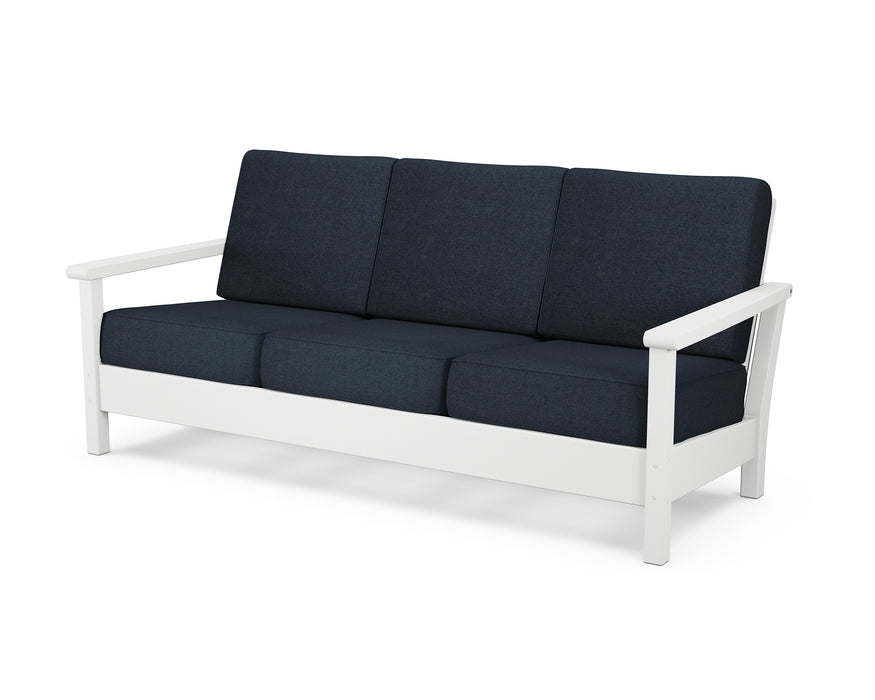 POLYWOOD Harbour Deep Seating Sofa in White / Marine Indigo image