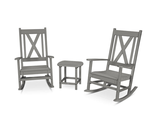 POLYWOOD Braxton 3-Piece Porch Rocking Chair Set in Slate Grey image