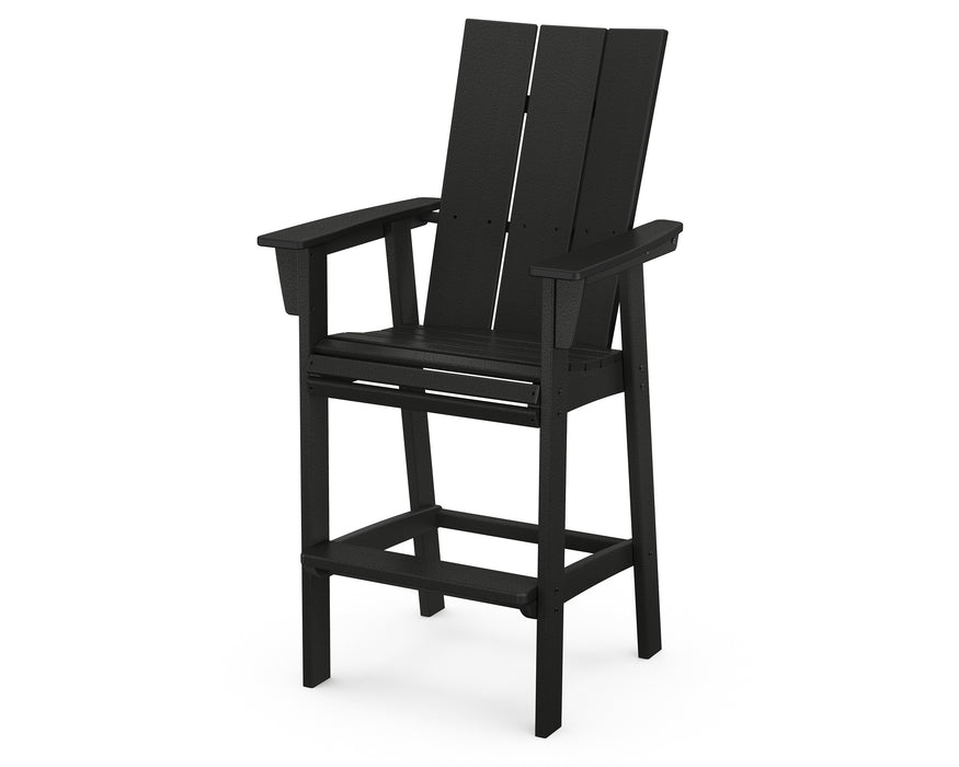 POLYWOOD Modern Curveback Adirondack Bar Chair in Black