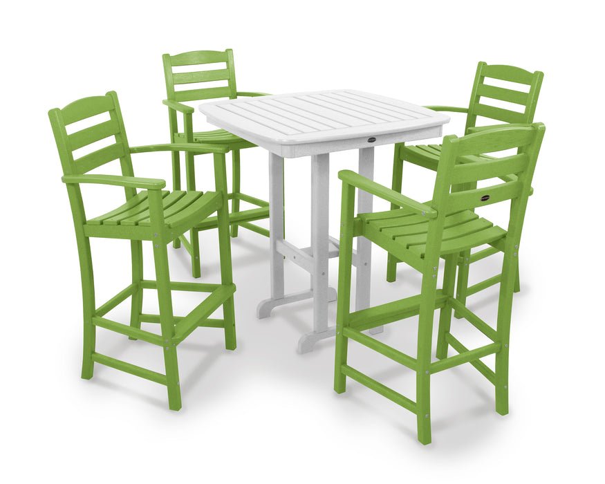 POLYWOOD La Casa Cafe 5-Piece Bar Set in Lime / White