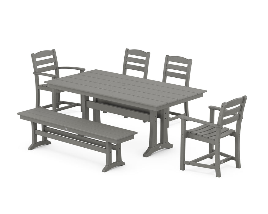 POLYWOOD La Casa Cafe 6-Piece Farmhouse Dining Set With Trestle Legs in Slate Grey