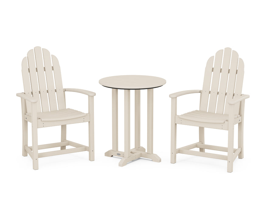 POLYWOOD Classic Adirondack 3-Piece Round Dining Set in Sand