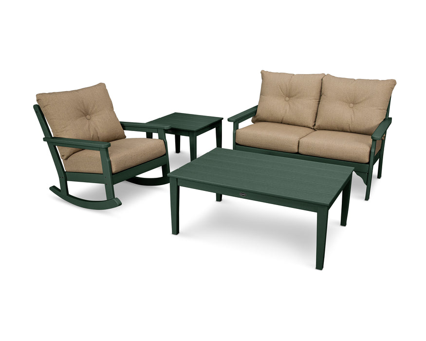 POLYWOOD Vineyard 4-Piece Deep Seating Rocker Set in Green / Sesame