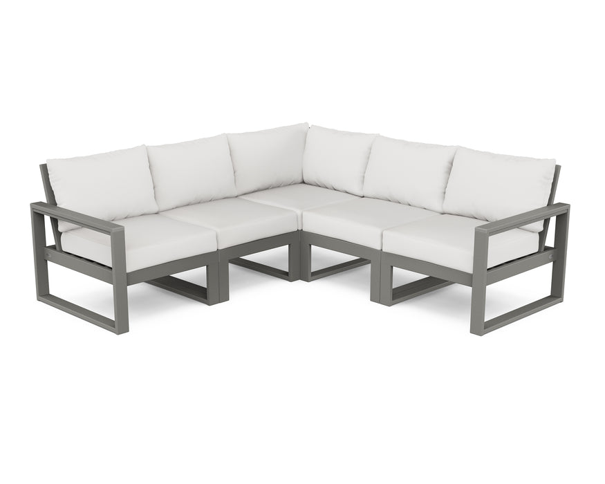 POLYWOOD EDGE 5-Piece Modular Deep Seating Set in Slate Grey / Natural Linen