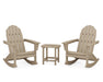 POLYWOOD Vineyard 3-Piece Adirondack Rocking Chair Set with South Beach 18" Side Table in Vintage Sahara image