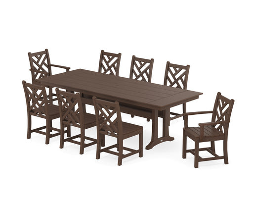 POLYWOOD Chippendale 9-Piece Farmhouse Dining Set with Trestle Legs in Mahogany image