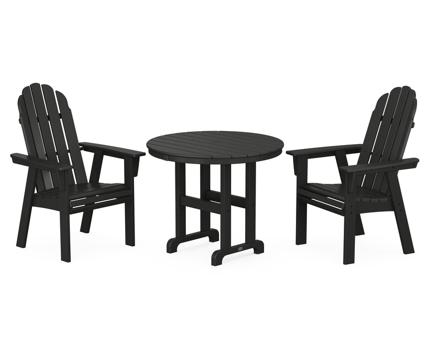 POLYWOOD Vineyard Adirondack 3-Piece Round Dining Set in Black