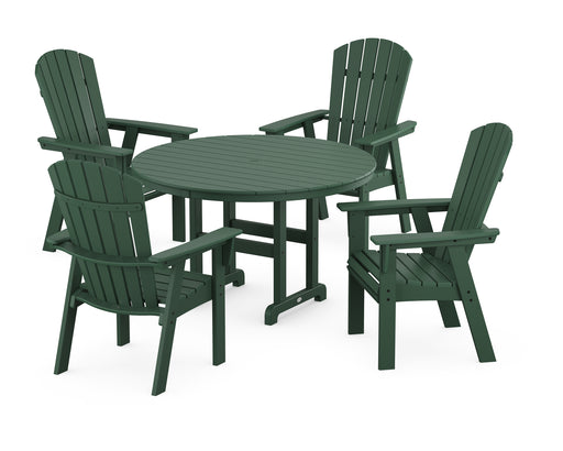 POLYWOOD Nautical Adirondack 5-Piece Round Farmhouse Dining Set in Green image