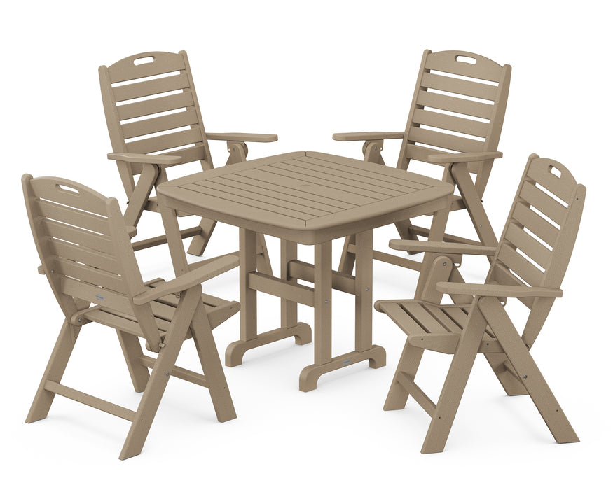 POLYWOOD Nautical Highback Chair 5-Piece Dining Set in Vintage Sahara