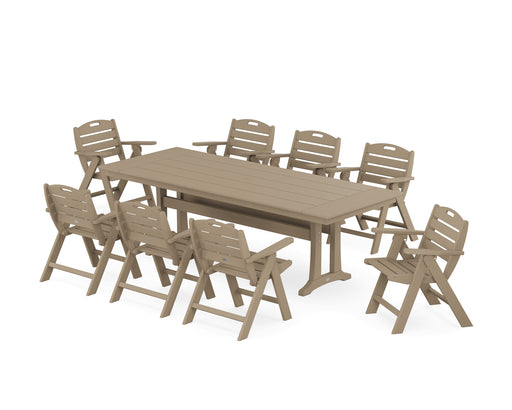 POLYWOOD Nautical Lowback 9-Piece Farmhouse Dining Set with Trestle Legs in Vintage Sahara image