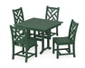 POLYWOOD Chippendale Side Chair 5-Piece Farmhouse Dining Set in Green image