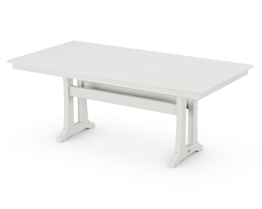 POLYWOOD Farmhouse Trestle 37" x 72" Dining Table in Vintage White