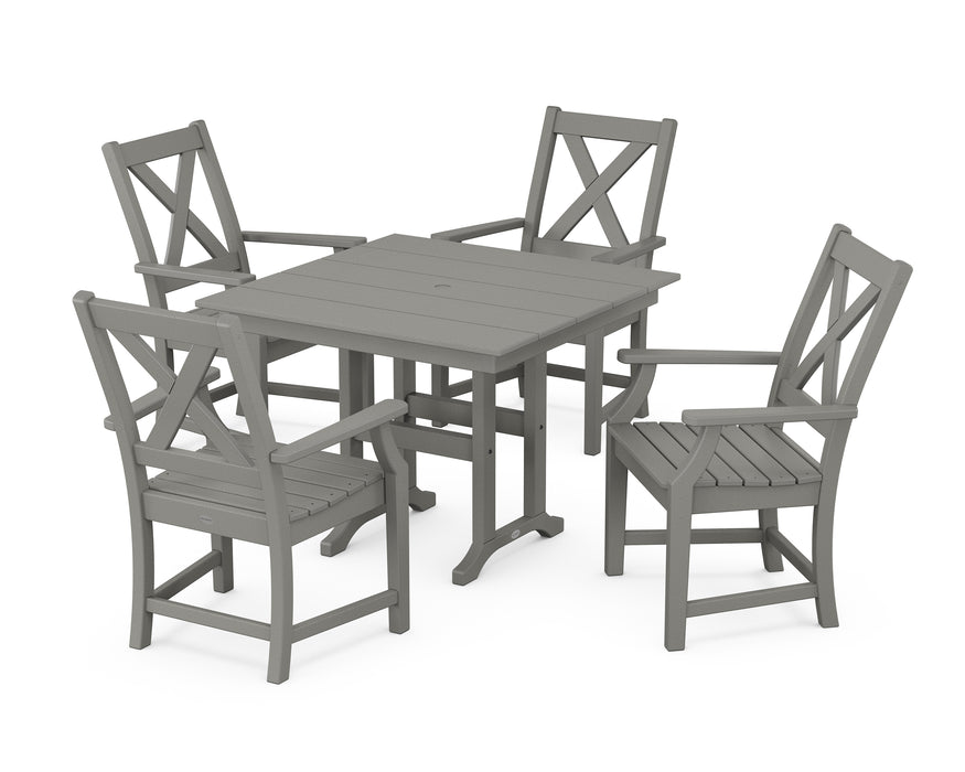 POLYWOOD Braxton 5-Piece Farmhouse Dining Set in Slate Grey