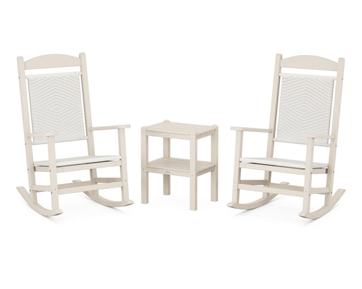 POLYWOOD Presidential Woven Rocker 3-Piece Set in Sand / White Loom image