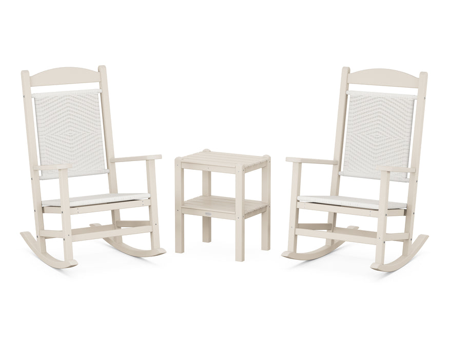 POLYWOOD Presidential Woven Rocker 3-Piece Set in Sand / White Loom image