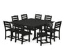 POLYWOOD La Casa Cafe 9-Piece Farmhouse Trestle Dining Set in Black image