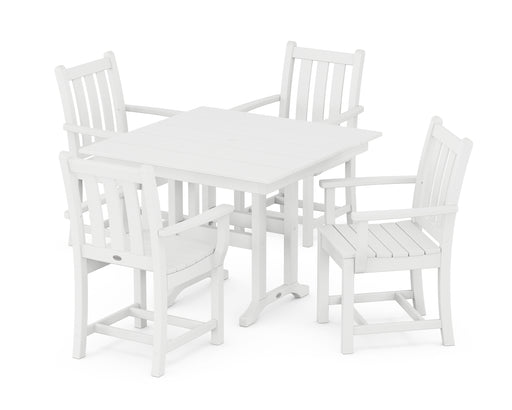 POLYWOOD Traditional Garden 5-Piece Farmhouse Dining Set in White image