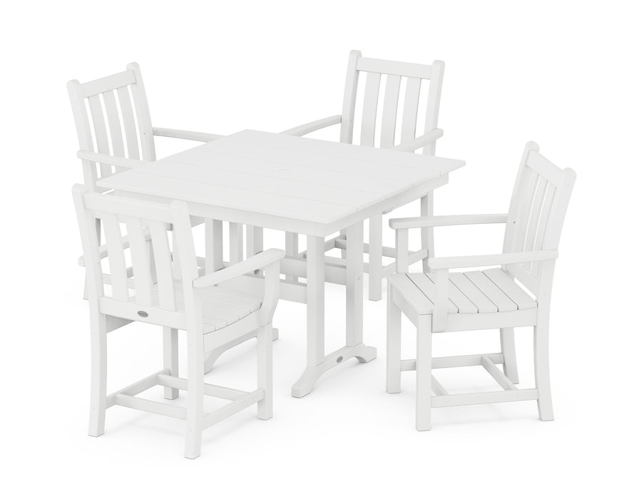 POLYWOOD Traditional Garden 5-Piece Farmhouse Dining Set in White image