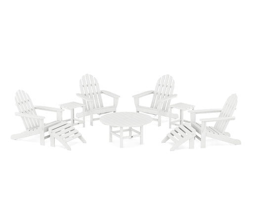 POLYWOOD Classic Adirondack Chair 9-Piece Conversation Set in White image