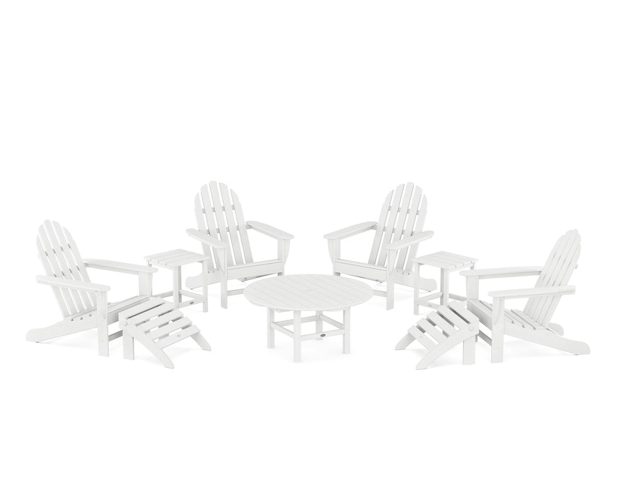 POLYWOOD Classic Adirondack Chair 9-Piece Conversation Set in White image