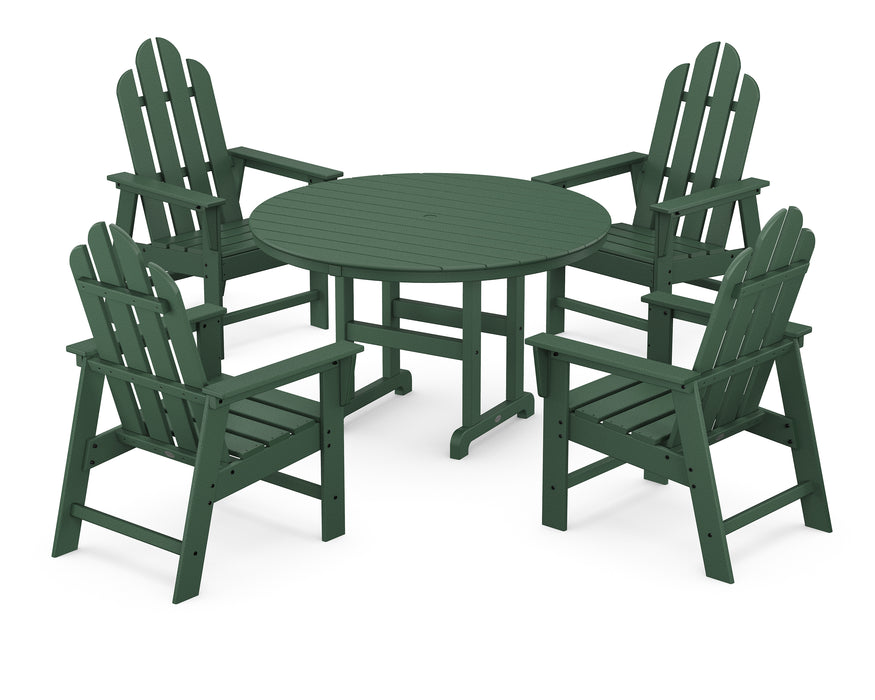 POLYWOOD Long Island 5-Piece Round Farmhouse Dining Set in Green