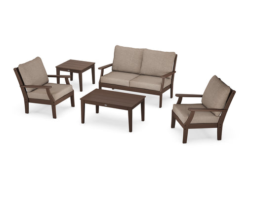 POLYWOOD Braxton 5-Piece Deep Seating Set in Mahogany / Spiced Burlap image