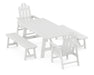 POLYWOOD Long Island 5-Piece Rustic Farmhouse Dining Set With Benches in White image