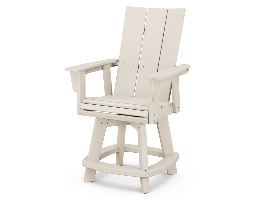 POLYWOOD Modern Curveback Adirondack Swivel Counter Chair in Sand image