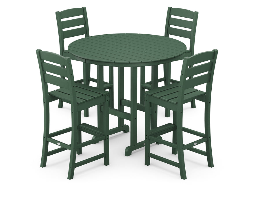 POLYWOOD Lakeside 5-Piece Round Farmhouse Side Chair Bar Set in Green image