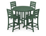 POLYWOOD Lakeside 5-Piece Round Farmhouse Side Chair Bar Set in Green image