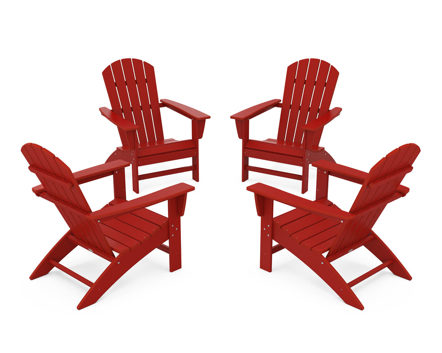 POLYWOOD Nautical 4-Piece Adirondack Conversation Set in Crimson Red