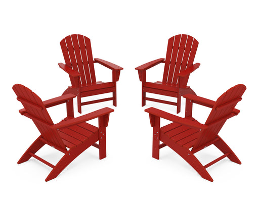 POLYWOOD Nautical 4-Piece Adirondack Conversation Set in Crimson Red image