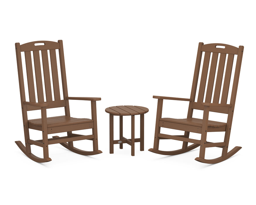 POLYWOOD Nautical 3-Piece Porch Rocking Chair Set in Teak image