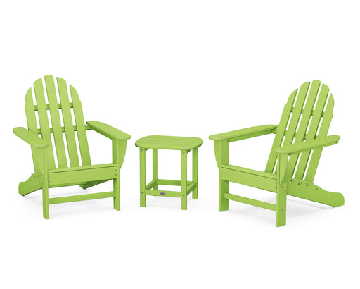 POLYWOOD Classic Adirondack 3-Piece Set with South Beach 18" Side Table in Lime image