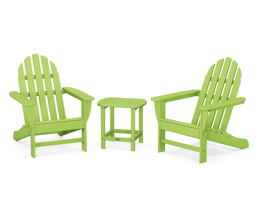 POLYWOOD Classic Adirondack 3-Piece Set with South Beach 18" Side Table in Lime image