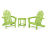 POLYWOOD Classic Adirondack 3-Piece Set with South Beach 18" Side Table in Lime image