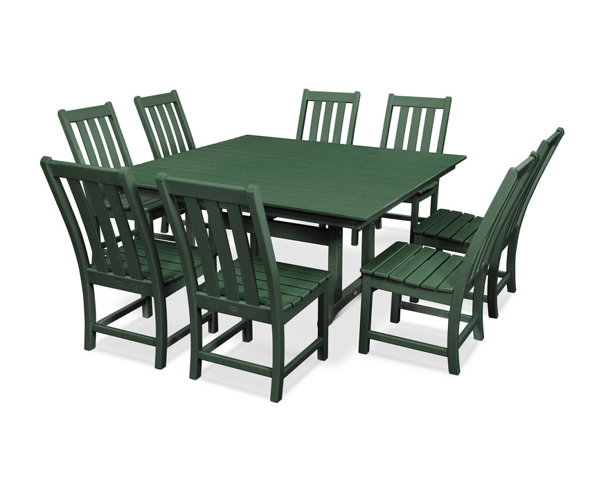 POLYWOOD Vineyard 9-Piece Farmhouse Trestle Dining Set in Green