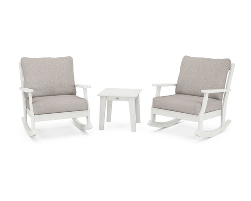 POLYWOOD Braxton 3-Piece Deep Seating Rocker Set in Vintage White / Weathered Tweed image