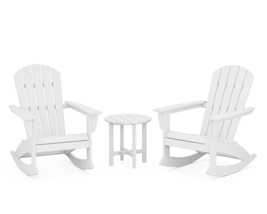 POLYWOOD Nautical 3-Piece Adirondack Rocking Chair Set in White