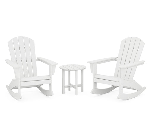 POLYWOOD Nautical 3-Piece Adirondack Rocking Chair Set in White image